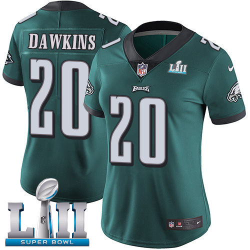 Womens NFL Philadelphia Eagles #20 Dawkins Super Bowl LII Vapor Untouchable Limited Green Jersey