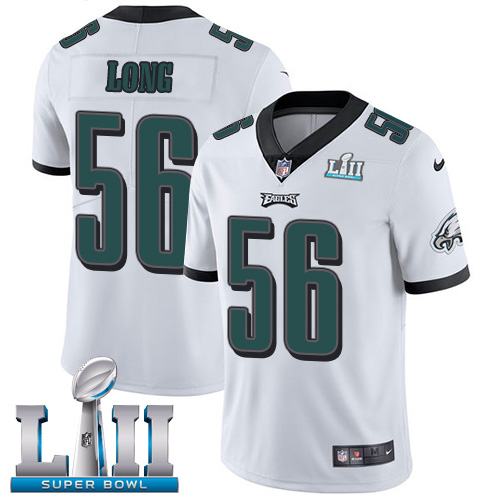 Kids NFL Philadelphia Eagles #56 Long Super Bowl LII Vapor Untouchable Limited White Jersey