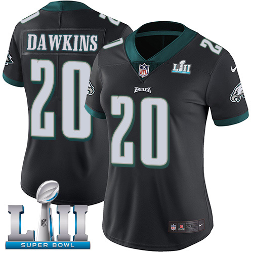 Womens NFL Philadelphia Eagles #20 Dawkins Super Bowl LII Vapor Untouchable Limited Black Jersey