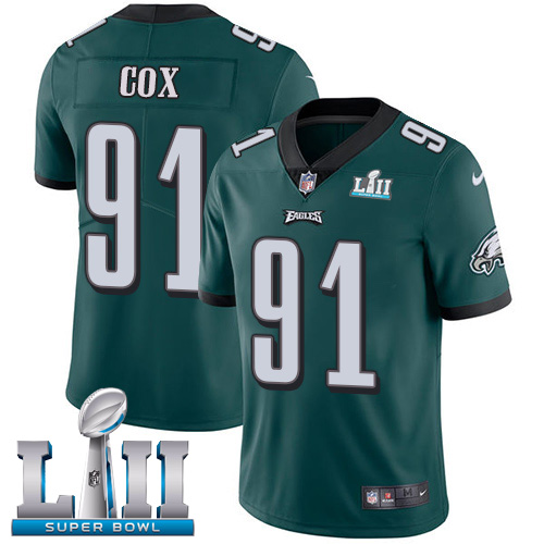 Kids NFL Philadelphia Eagles #91 Cox Super Bowl LII Vapor Untouchable Limited Green Jersey