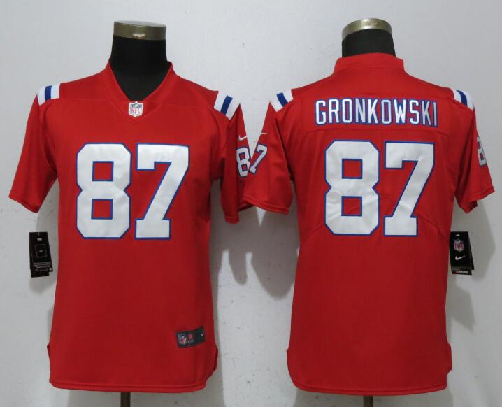 Womens NFL New England Patriots #187 Gronkoswki Red Vapor Untouchable Limited Jersey