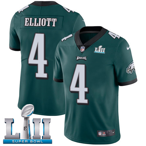 Kids NFL Philadelphia Eagles #4 Elliott Super Bowl LII Vapor Untouchable Limited Green Jersey