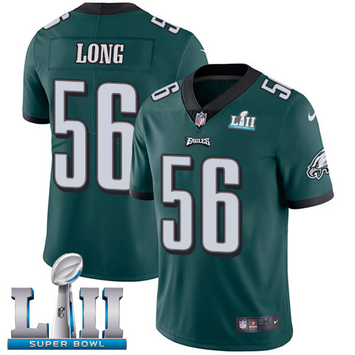 Kids NFL Philadelphia Eagles #56 Long Super Bowl LII Vapor Untouchable Limited Green Jersey