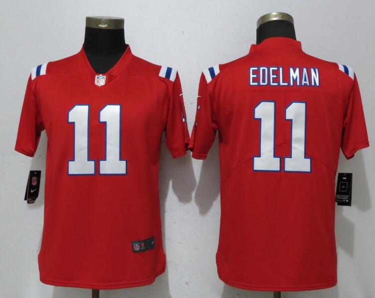 Womens NFL New England Patriots 11 Edelman Red Vapor Untouchable Limited Jersey