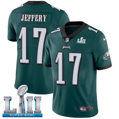 Kids NFL Philadelphia Eagles #17 Jeffery Super Bowl LII Vapor Untouchable Limited Green Jersey