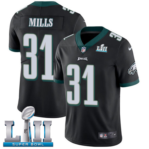 Kids NFL Philadelphia Eagles #31 Mills Super Bowl LII Vapor Untouchable Limited Black Jersey