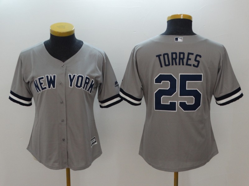 Womens MLB New York Yankees #25 Torres Grey Jersey