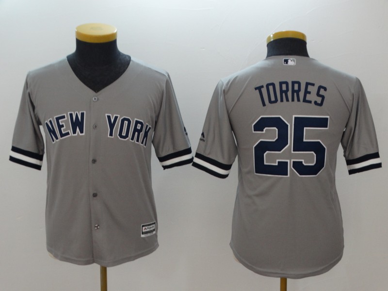 Kids MLB New York Yankees #25 Torres Grey Jersey