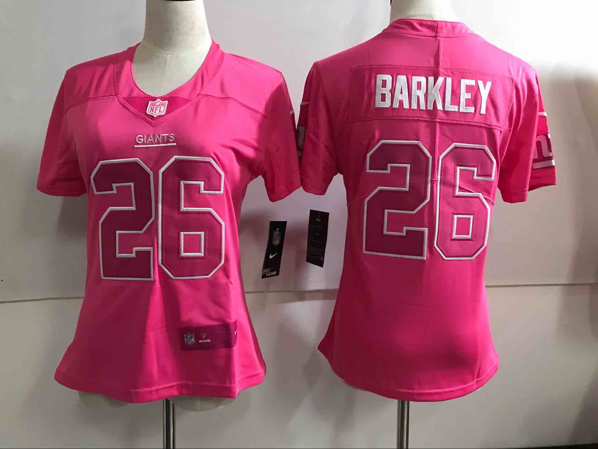 Womens NFL New York Giants #26 Barkley Pink Vapor Jersey