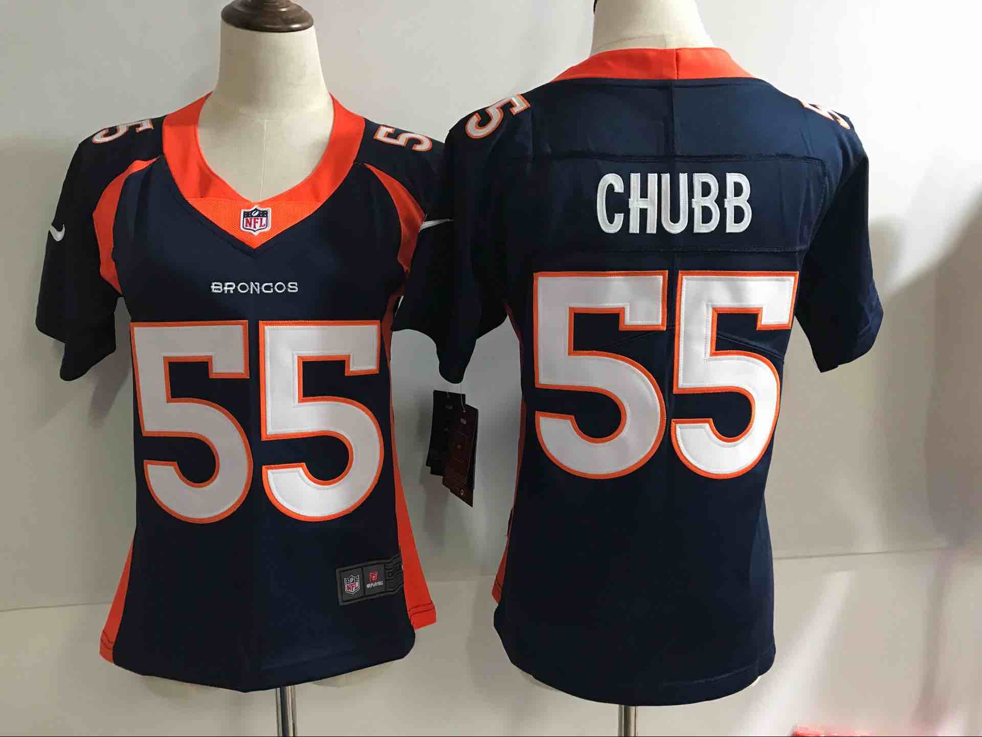 Womens NFL Denver Broncos #55 Chub Bluee Vapor Jersey