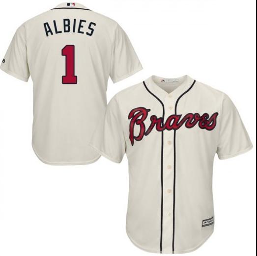 MLB Atlanta Braves #1 Albies Cream Jersey