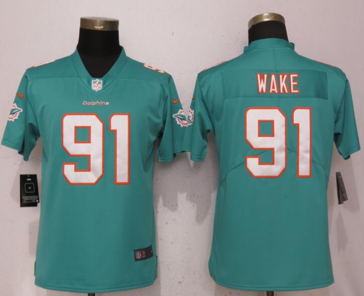 Womens Nike Miami Dolphins #91 Wake Green Vapor Untouchable Jersey