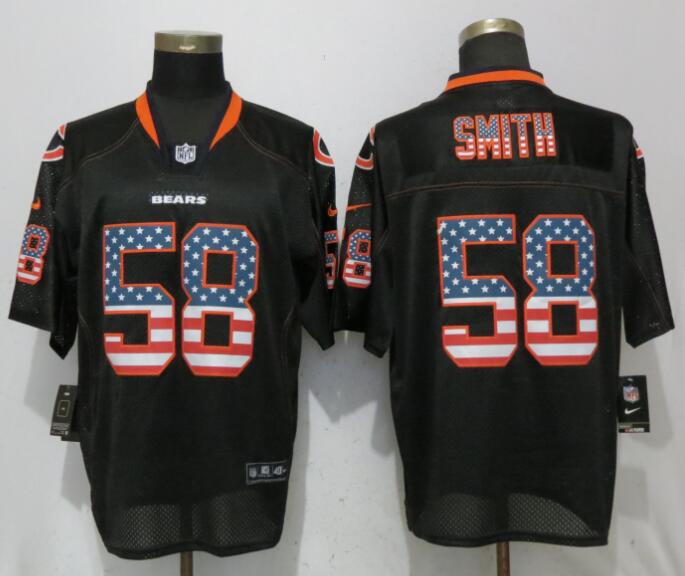 New Nike Chicago Bears 58 Smith USA Flag Fashion Black Elite Jersey