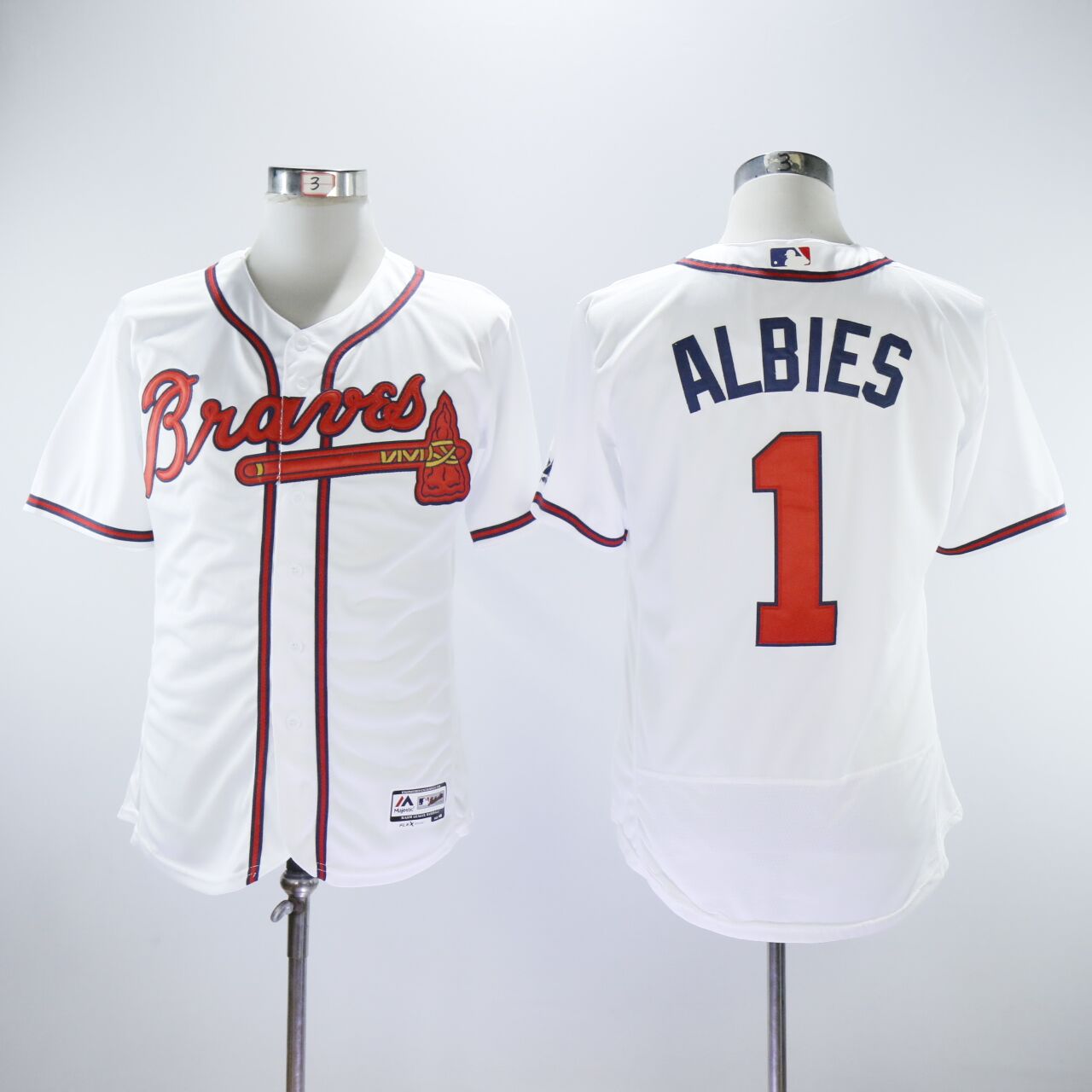 MLB Atlanta Braves #1 Albies White Elite Jersey