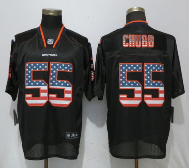 NEW Nike Denver Broncos 55 Chubb USA Flag Fashion Black Elite Jersey