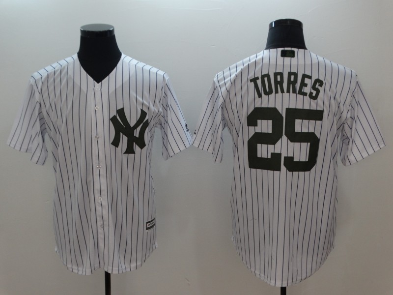 MLB New York Yankees #25 Torres White Game Jersey