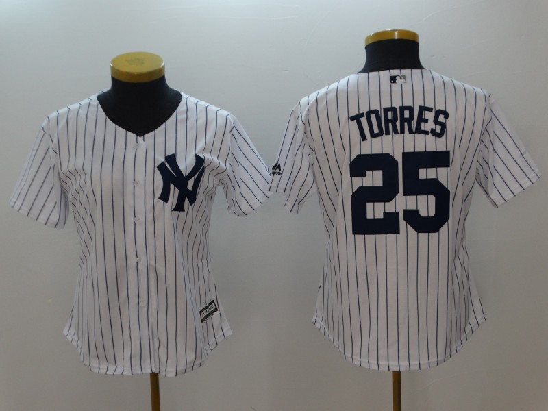 Womens MLB New York Yankees #25 Torres White Jersey