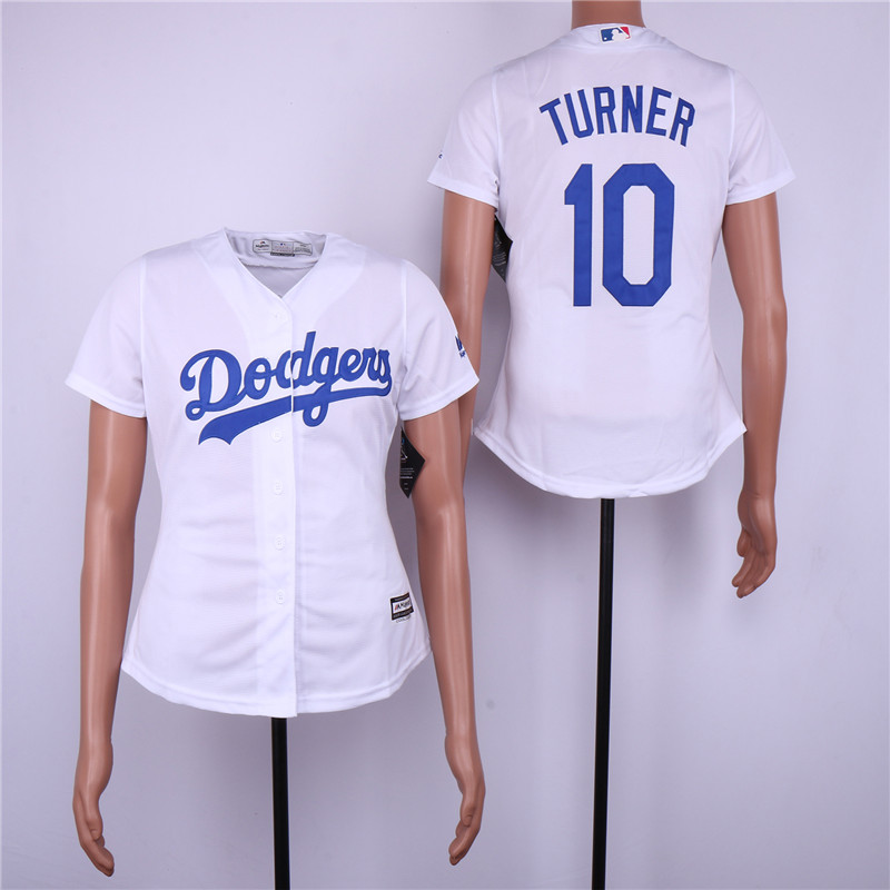 Womens MLB Los Angeles Dodgers #10 Turner White Jersey