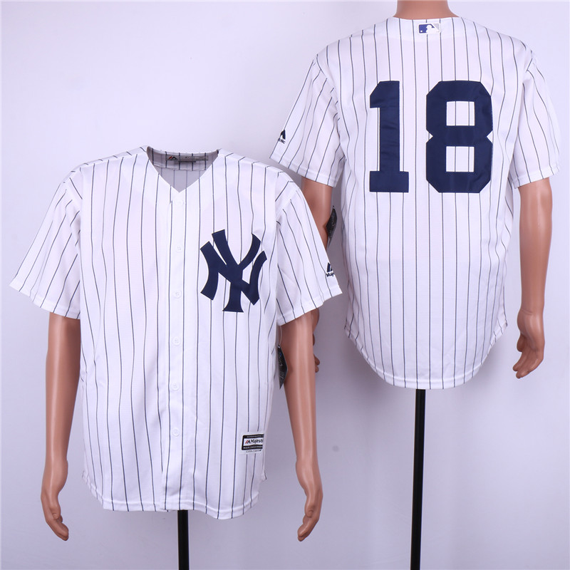 MLB New York Yankees #18 White Without Name Jersey