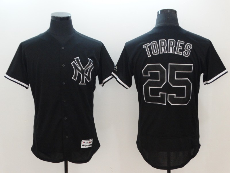 MLB New York Yankees #25 Torres Black Color Jersey