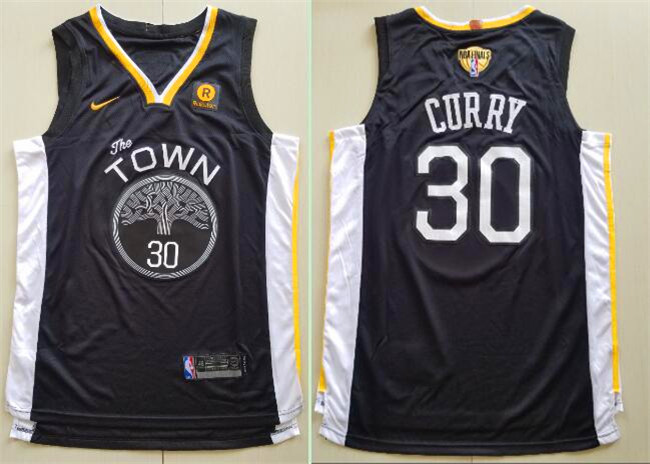 NBA Golden State Warriors #30 Curry Black Finals Jersey