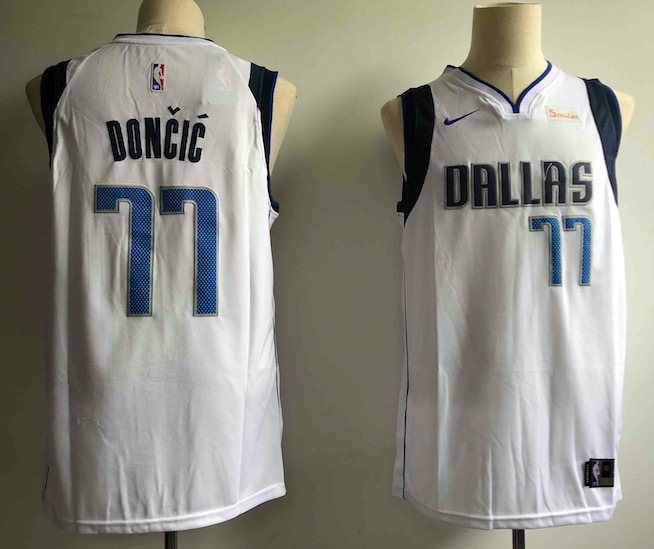 NBA Dallas Mavericks #77 White Blue Jersey