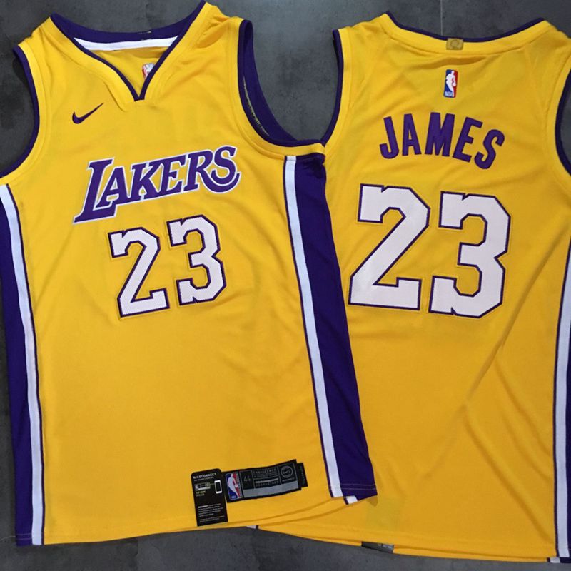 NBA Los Angeles Lakers #23 James Yellow All Stitched Jersey--MZ