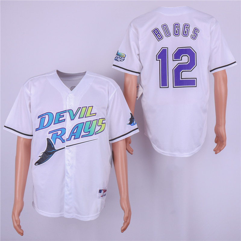 MLB Tampa Bay Rays #12 Boggs White Throwback Jersey