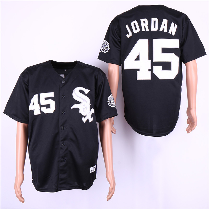 MLB Chicago White Sox #45 Jordan Black Throwback Jersey