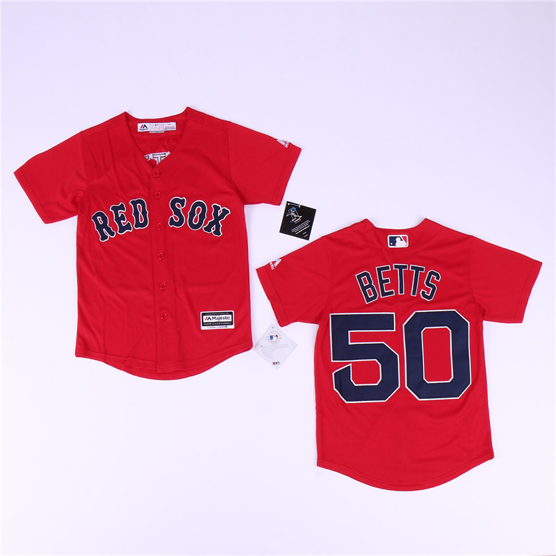 Kids MLB Boston Red Sox #50 Betts Red Jersey