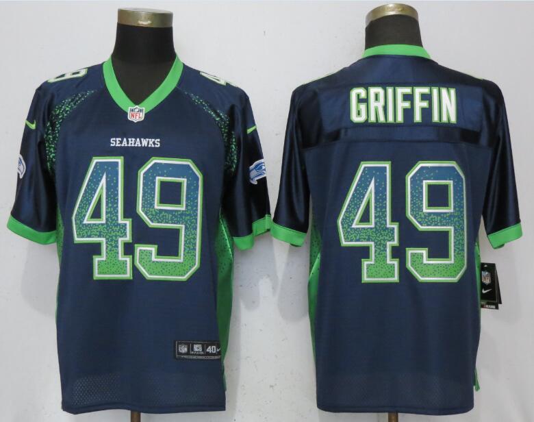 New Nike Seattle Seahawks 49 Griffin Drift Fashion Blue Elite Jerseys  