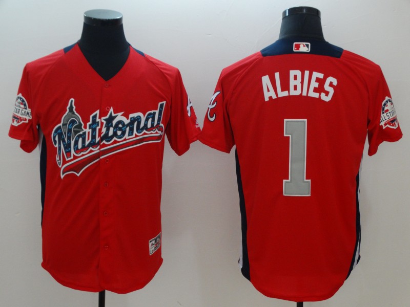 MLB All Star National #1 Albies Red Game Jersey