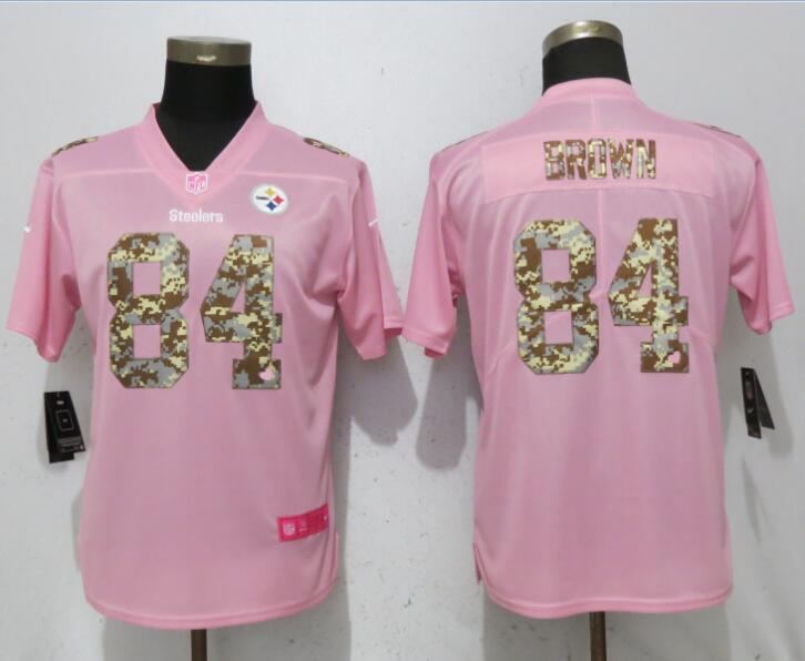 Women Nike Pittsburgh Steelers 84 Brown Pink Camouflage Vapor Untouchable Jersey