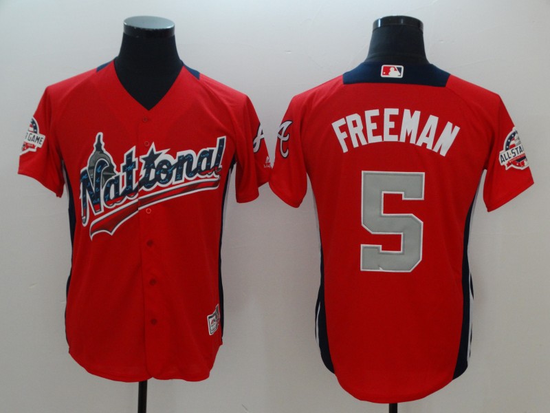 MLB All Star National #5 Freeman Red Game Jersey