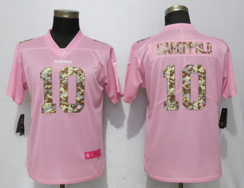 Women Nike San Francisco 49ers 10 Garoppolo Pink Camouflage Vapor Untouchable Jersey