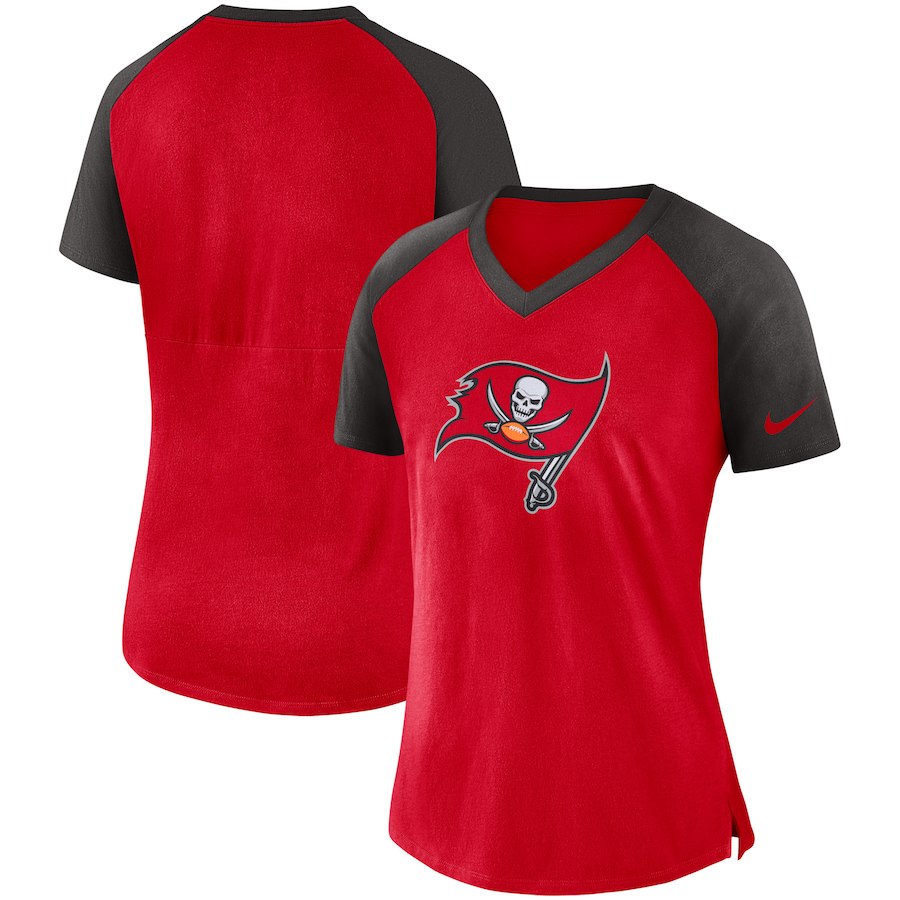 Tampa Bay Buccaneers Nike Womens Top V-Neck T-Shirt Red Pewter