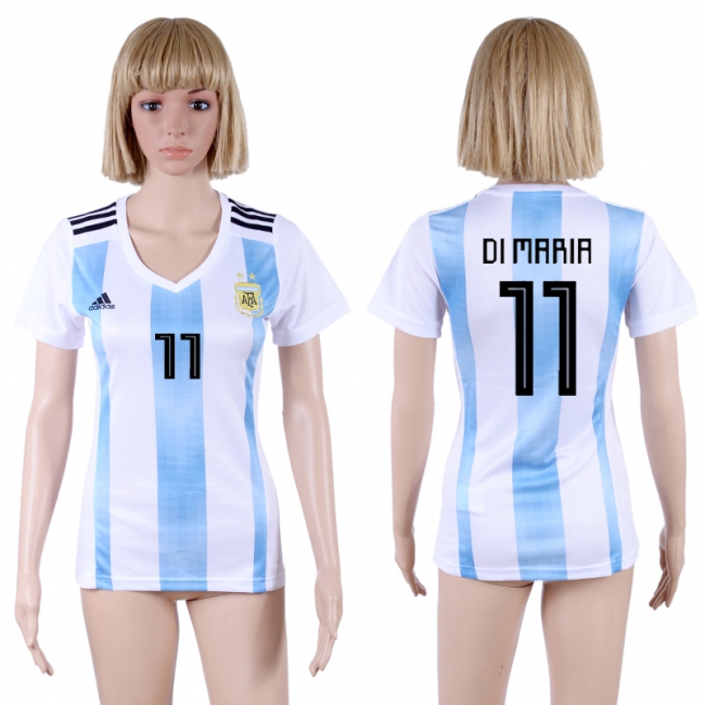 2018 World Cup Argentina Soccer #11 Di Maria Home Womens Jersey
