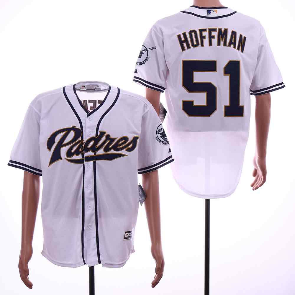 MLB San Diego Padres #51 Hoffman White Jersey