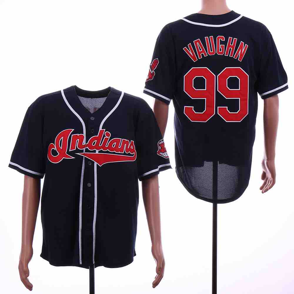 MLB Cleveland Indians #99 Vaughn Blue Throwback Jersey