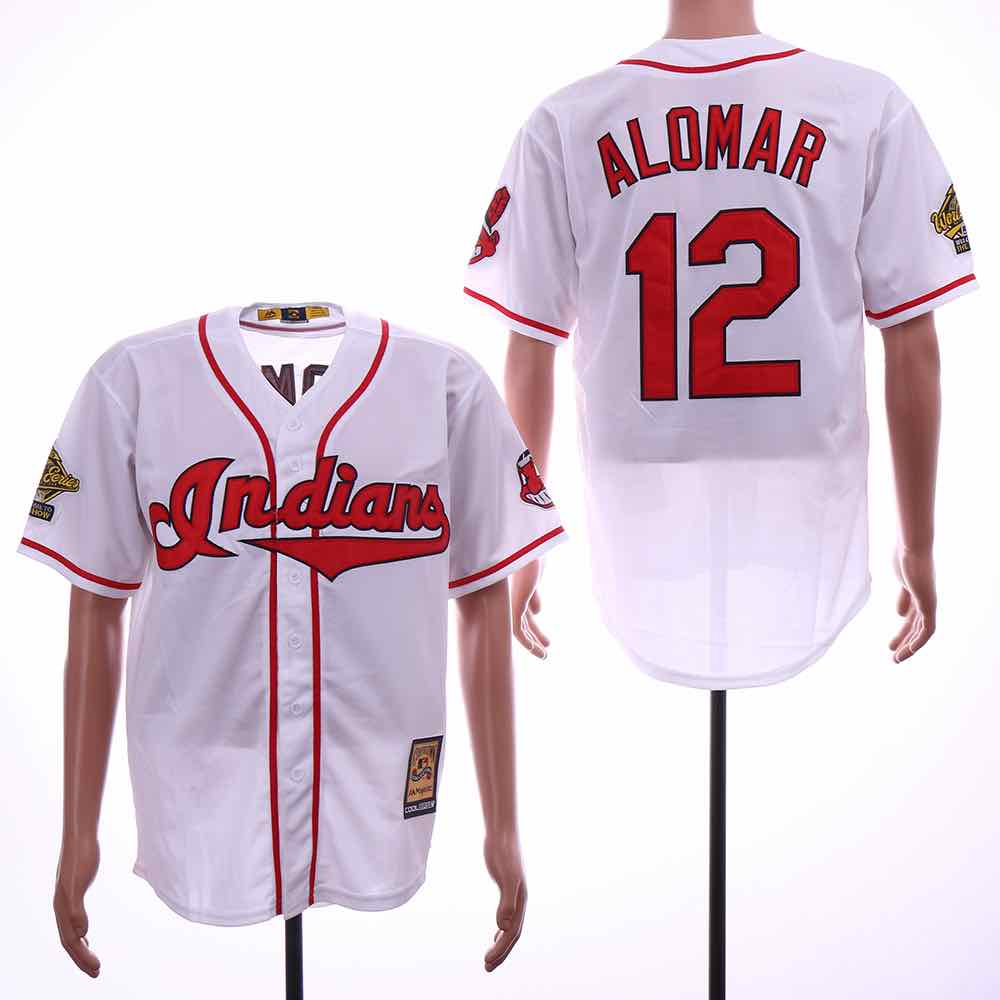 MLB Cleveland Indians #12 Alomar White Throwback Jersey