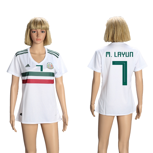 2018 World Cup Mexico #7 M.Layun Away Womens Jersey