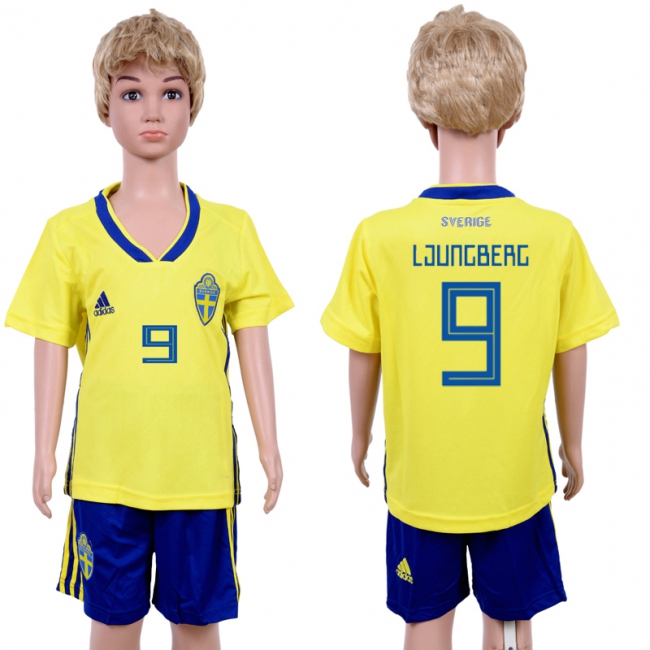 2018 World Cup Soccer Sweden #9 Lduncberc Home Kids Jersey