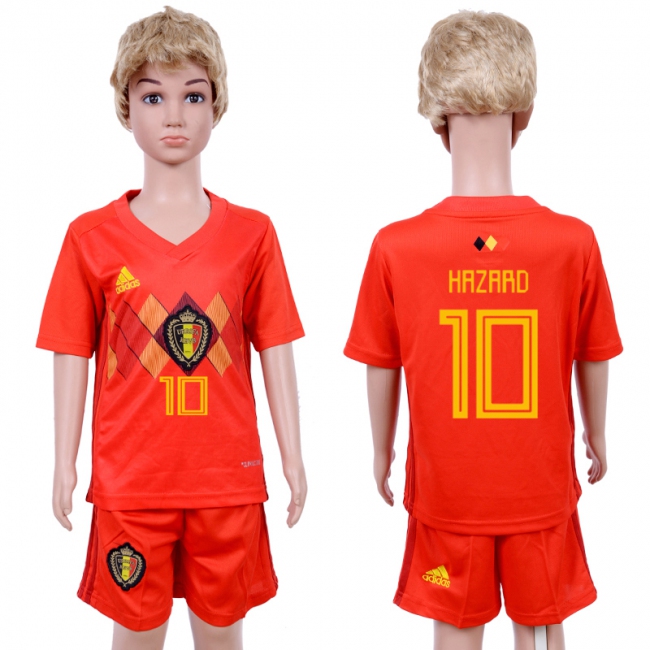 2018 World Cup Soccer Belgium #10 Hazard Home Kids Jersey