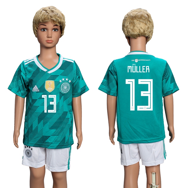 2018 World Cup Soccer Germany #13 Muller Away Kids Jersey