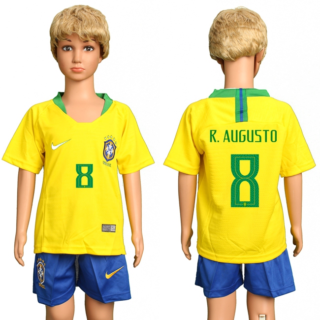 2018 World Cup Soccer Brazil #8 R.Augusto Home Kids Jersey