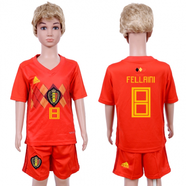 2018 World Cup Soccer Belgium #8 Fellaini Home Kids Jersey
