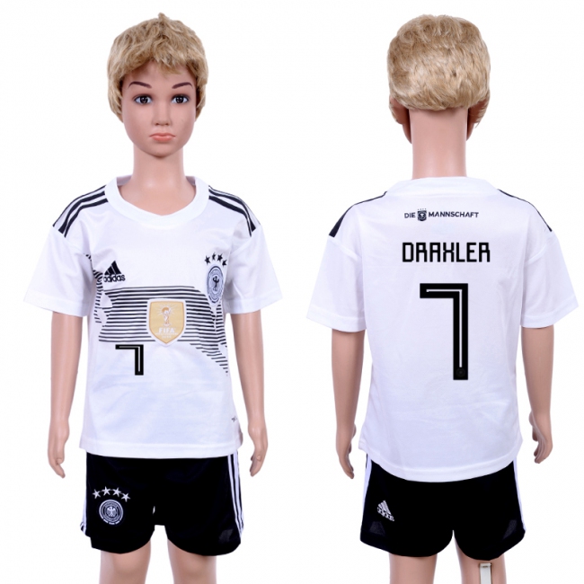 2018 World Cup Soccer Germany #7 Drakler Home Kids Jersey