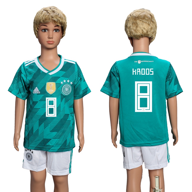 2018 World Cup Soccer Germany #8 Kroos Away Kids Jersey