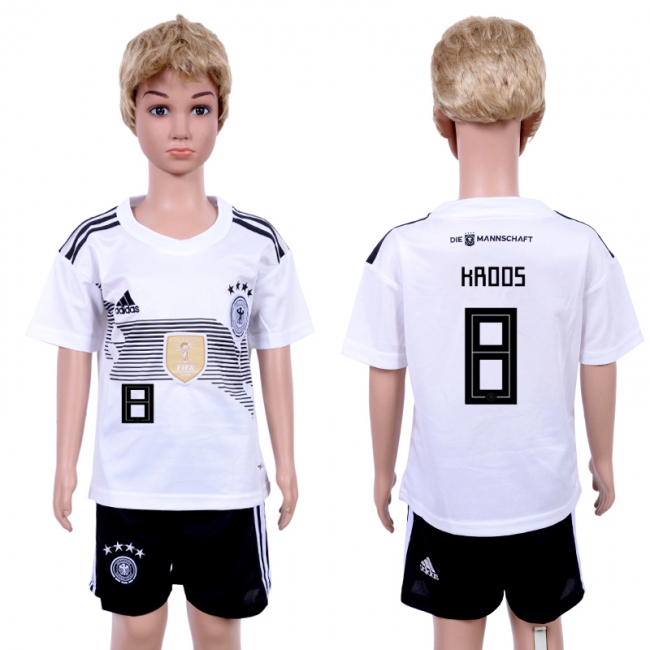 2018 World Cup Soccer Germany #8 Kroos Home Kids Jersey