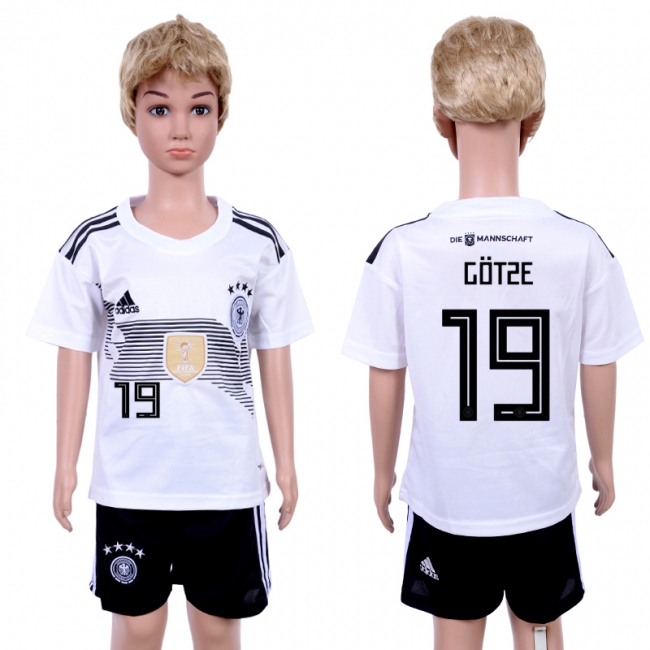 2018 World Cup Soccer Germany #19 Gotze Home Kids Jersey